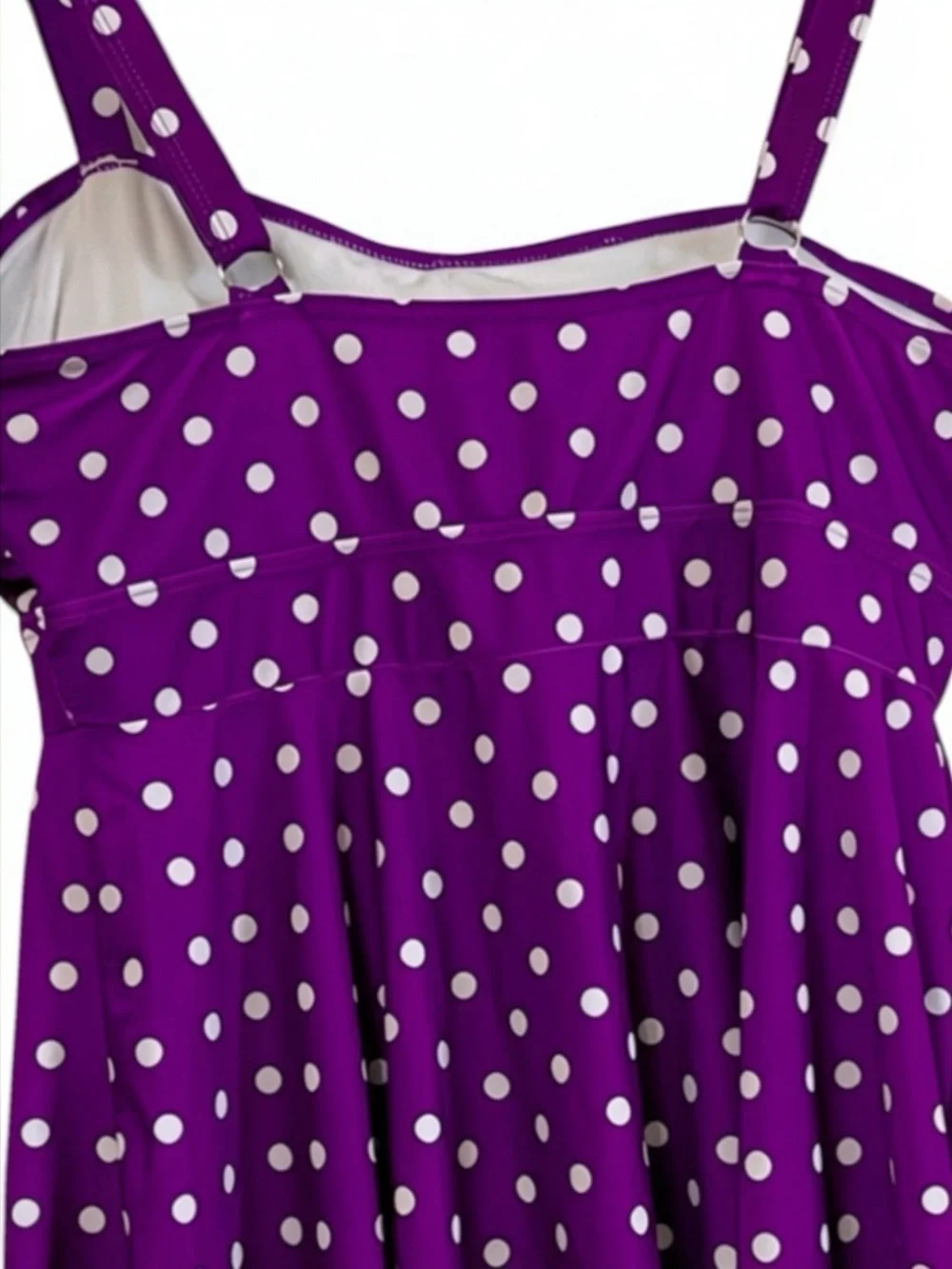 BloomChic Purple White Polka Dot 2 Piece Plus Size Swim Dress Sz XL 14/16 - Picture 9 of 12